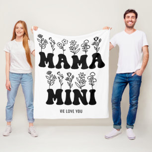 Mama Mini We Love You Custom Mothers Day Fleece Blanket