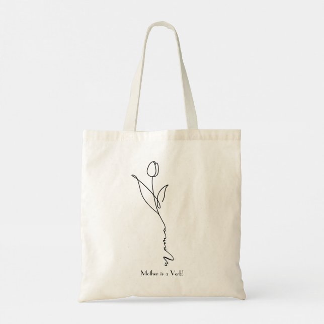 Mama | Minimal Chic Script and Flower Tote Bag  (Back)
