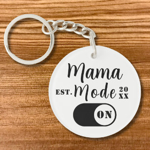 Mama Mode ON Keepsake, Est Year Custom Mum  Key Ring