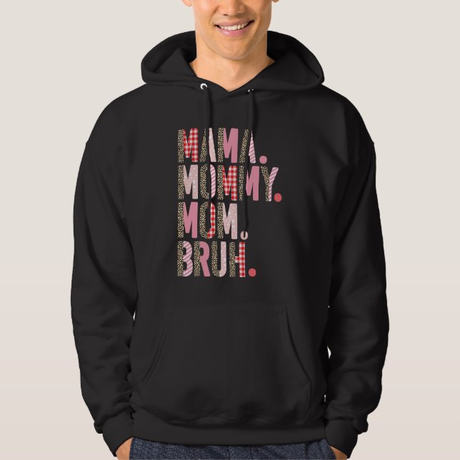 Mama Mommy Mom Bruh Pink Leopard Plaid Mother's Da Hoodie (Front)