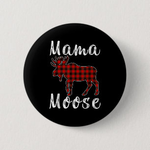 Mama Moose Family Christmas Pajama Red& Black 6 Cm Round Badge