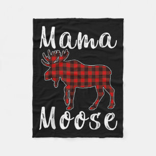Mama Moose Family Christmas Pajama Red& Black Fleece Blanket