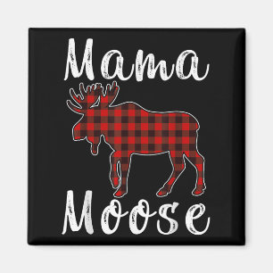 Mama Moose Family Christmas Pajama Red& Black Magnet