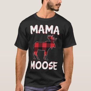 Mama Moose Mum Christmas Family Matching Plaid T-Shirt
