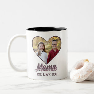 Mama Mother's Day Heart Photo Gift from Kids  Two-Tone Coffee Mug