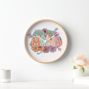 Mama Mother's Day Wildflower Floral Clock