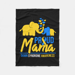 Mama Mum Down Syndrome Awareness Day Cute Elephant Fleece Blanket