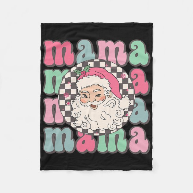 Mama (mum) Retro Christmas  Fleece Blanket (Front)