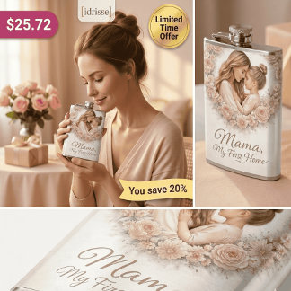 Mama — My First Home | Mother & Daughter Floral Tr Hip Flask