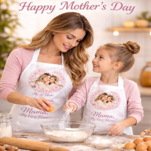Mama — My First Home   Mother & Daughter Floral Tr Kids Apron