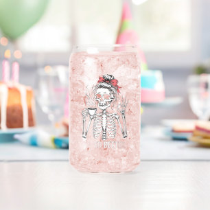 Mama Needs Coffee Skeleton Mum Iced Coffee Can Glass