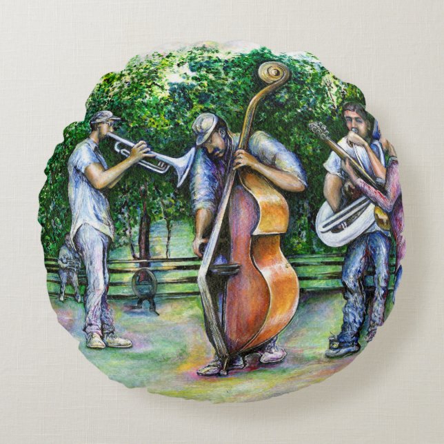 Mama Never Warned Me about Tuba Players Round Cushion (Front)