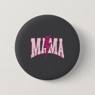 Mama Nk Lightning Bolt Checkered Mom Women Mother' 6 Cm Round Badge
