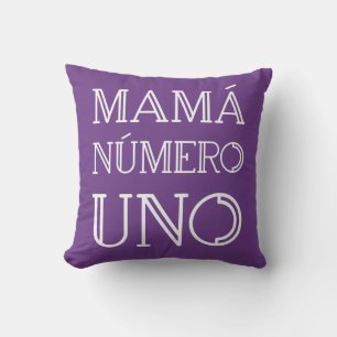 Mamá Número Uno Modern Geometric Typography Violet Cushion