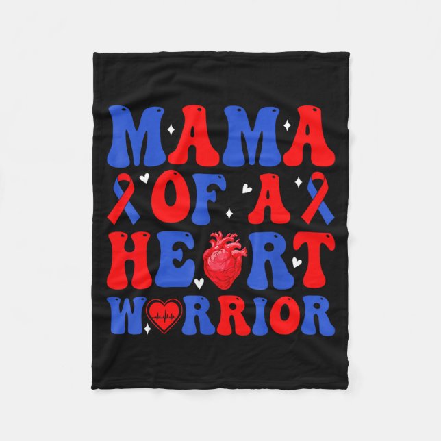 Mama of a heart warrior congenital heart defect fleece blanket (Front)