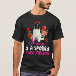 Mama Of A Spoiled Newfoundland Cute Dog Bow Tie Fl T-Shirt