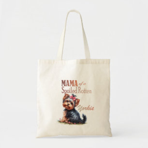 Mama of a Spoiled Rotten Yorkie Watercolor Art Tote Bag