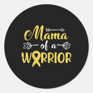 Mama Of A Warrior Childhood Cancer Awareness  Classic Round Sticker