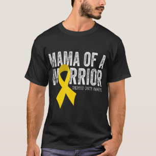 Mama of a Warrior Childhood Cancer  Ribbon Oncolog T-Shirt