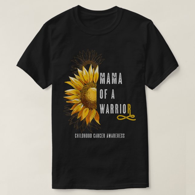 Mama of a Warrior Childhood Cancer, Ribbon Oncolog T-Shirt (Design Front)