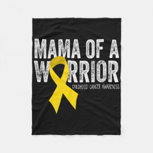 Mama Of A Warrior Childhood Cancer Ribbon Oncology Fleece Blanket
