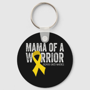 Mama Of A Warrior Childhood Cancer Ribbon Oncology Key Ring
