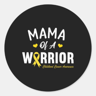 Mama Of A Warrior Hero Childhood Cancer Awareness Classic Round Sticker