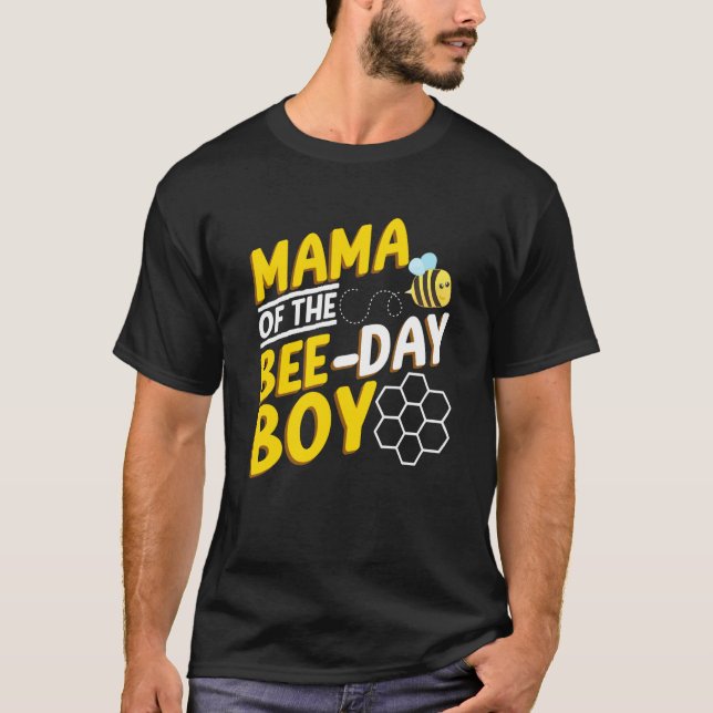 Mama Of Bee Day Boy Honey Beekeeper Beekeeping Gra T-Shirt (Front)