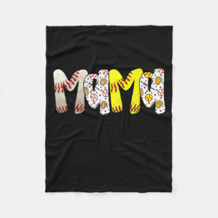 Mama of both baseball softball mom women mother's fleece blanket