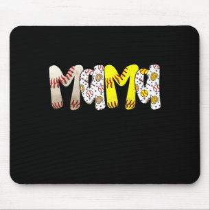 Mama of both baseball softball mom women mother's mouse pad