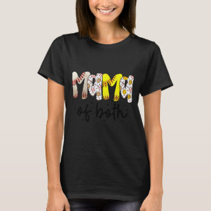Mama of both baseball softball mom women mother's T-Shirt
