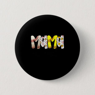Mama of both baseball softball mum women mother's 6 cm round badge