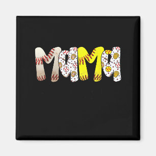 Mama of both baseball softball mum women mother's magnet