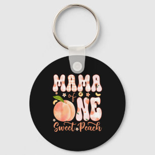 Mama of one sweet peach 1st birthday girl party key ring