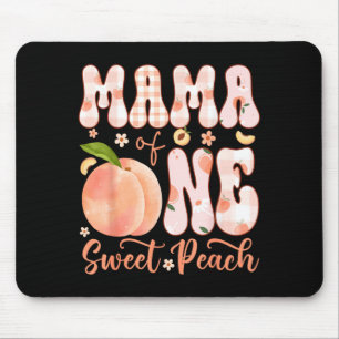 Mama of One Sweet Peach 1st Birthday Girl Party Mouse Pad