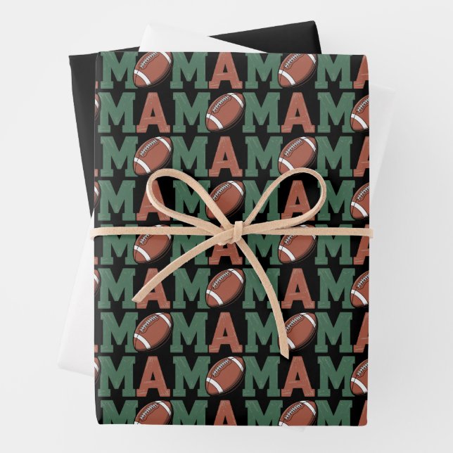 Mama of the 1 Year old Football 1st Year Birthday  Wrapping Paper Sheet (In situ)