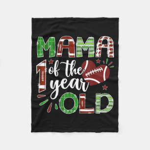 Mama Of The 1 Year Old Football First Birthday Boy Fleece Blanket