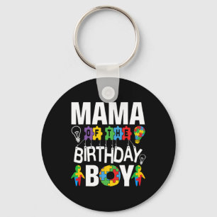 Mama Of The Birthday Boy Autism Mum Key Ring
