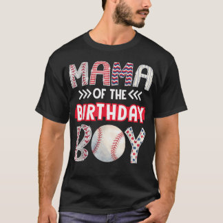 Mama Of The Birthday Boy Baseball Family T-Shirt