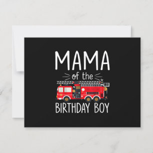 Mama of the Birthday Boy Fire Truck Firefighter Fa RSVP Card