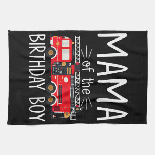Mama of the Birthday Boy Fire Truck Firefighter Fa Tea Towel