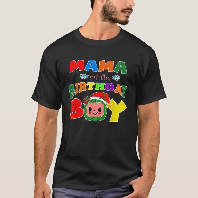 Mama Of The Birthday Boy Funny Melon Family Matchi T-Shirt (Front)