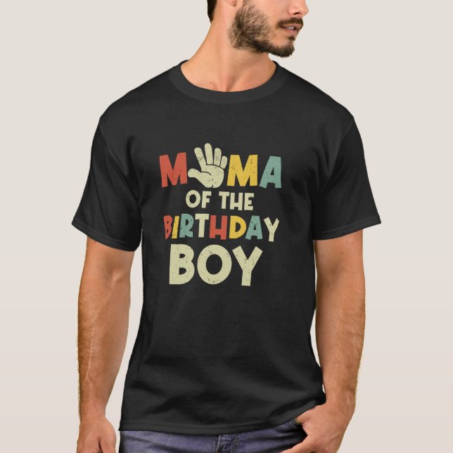 Mama Of The Birthday Boy Hi Five 5 Year Old Bday F T-Shirt (Front)