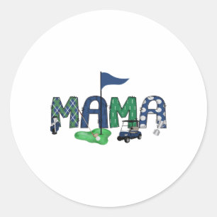 Mama Of The Birthday Boy Hole In One Golf Sport Ma Classic Round Sticker