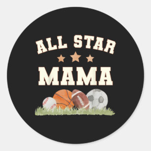 Mama Of The Birthday Boy Sketll Footll Soccer Spor Classic Round Sticker
