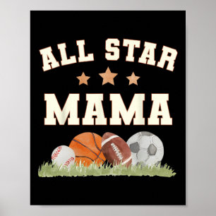 Mama Of The Birthday Boy Sketll Footll Soccer Spor Poster