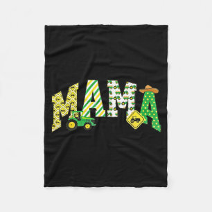 Mama Of The Birthday Boy Tractor Farm Trucks Famil Fleece Blanket