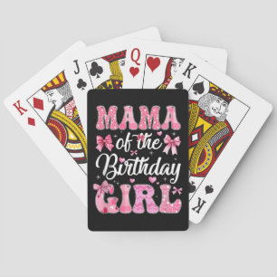 Mama Of The Birthday Girl Family Pink Coquette Bow Playing Cards
