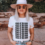 Mama of the Bride Black Matching Bridal Party T-Shirt<br><div class="desc">Looking for a unique and personalised gift for the mother of the bride? Look no further than our black Mama of the Bride personalised matching bridal party t-shirt! This shirt is perfect for any bachelorette party. Not only is this shirt stylish and comfortable, but it also features fun and trendy...</div>