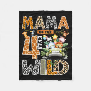 Mama of the four wild safari jungle 4th birthday fleece blanket